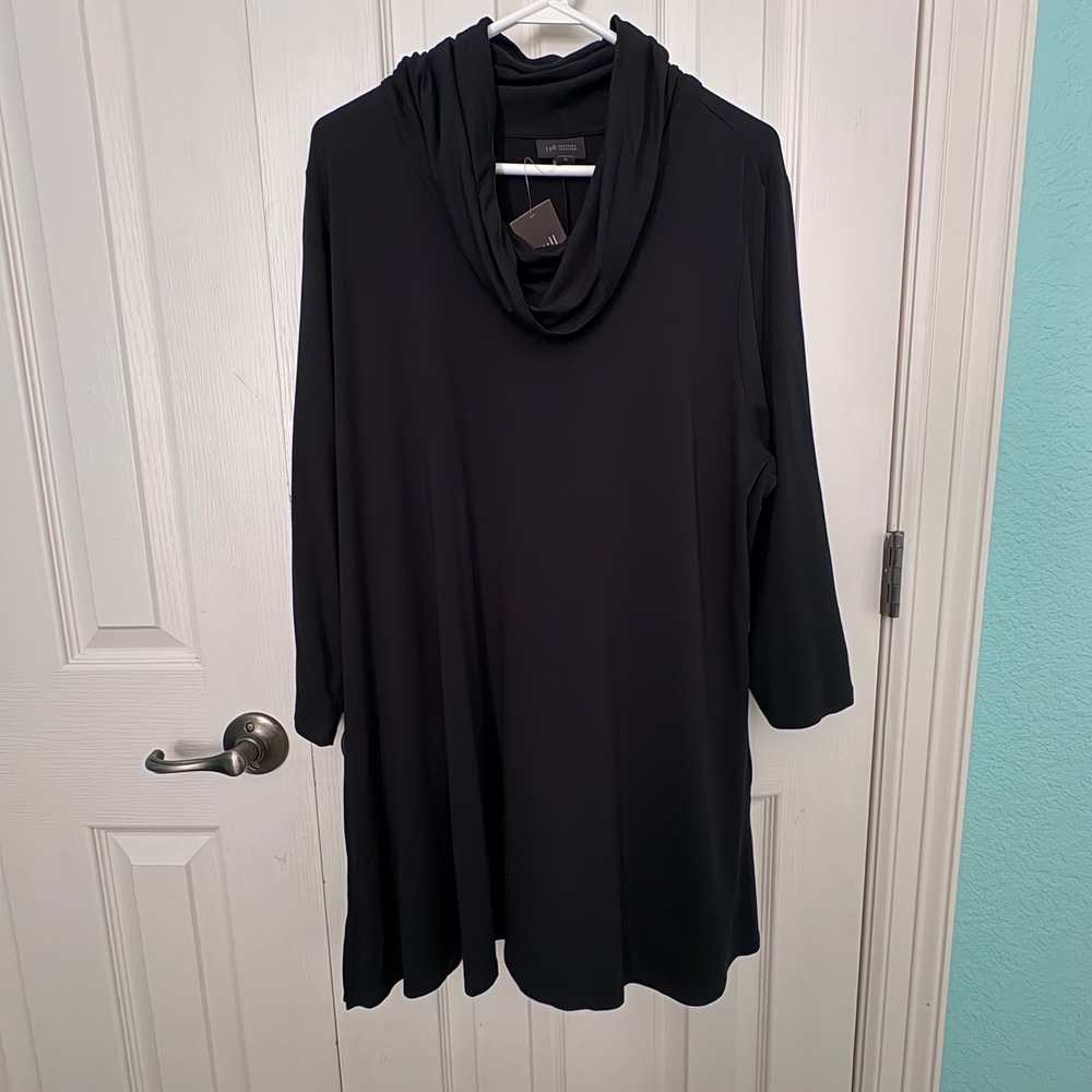J. Jill NWT Tunic Top Women XL Black New Cowl Neck 3/4 Sleeve Knit 179071